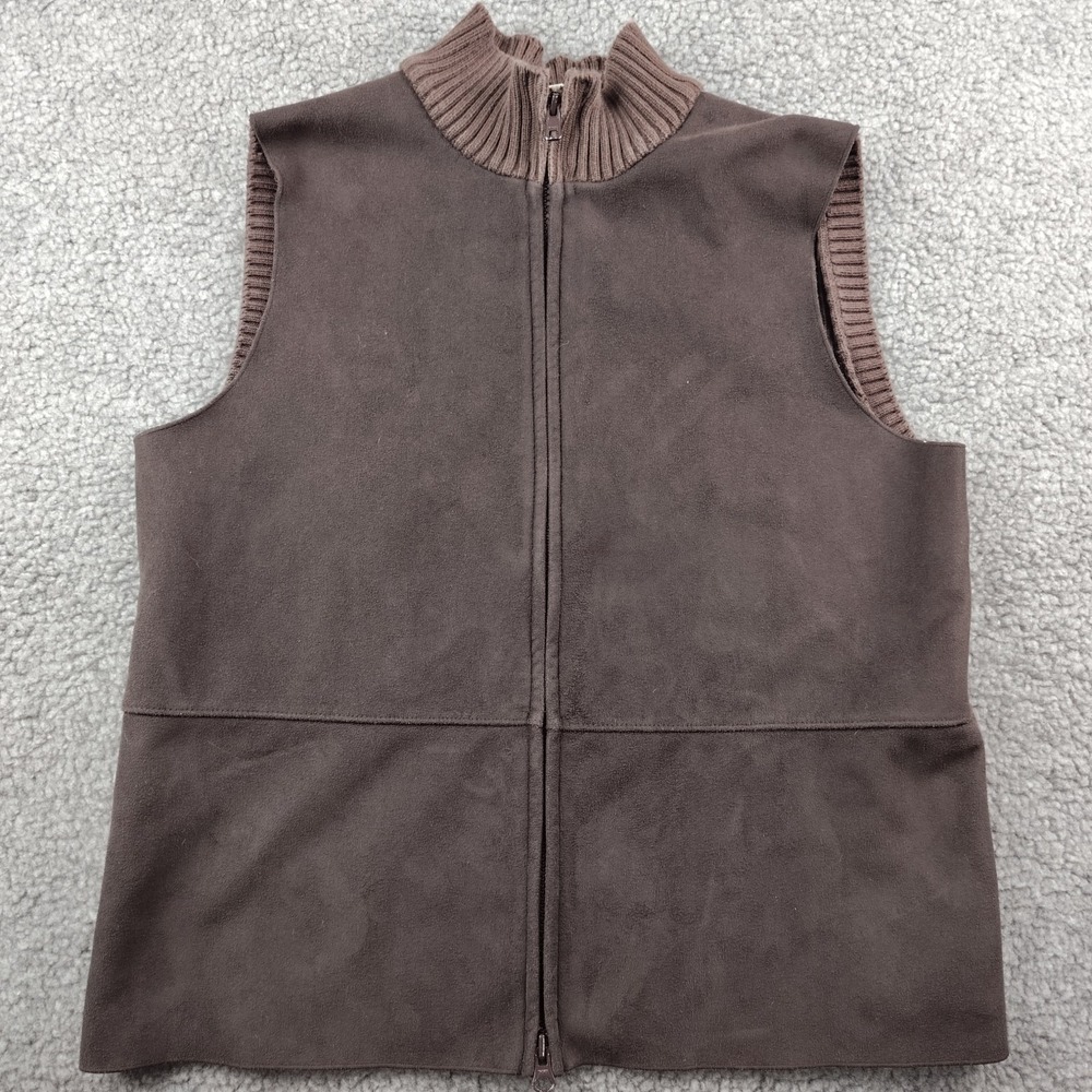 J.Jill women's sweater vest faux suede Brown Cropped Women's Medium